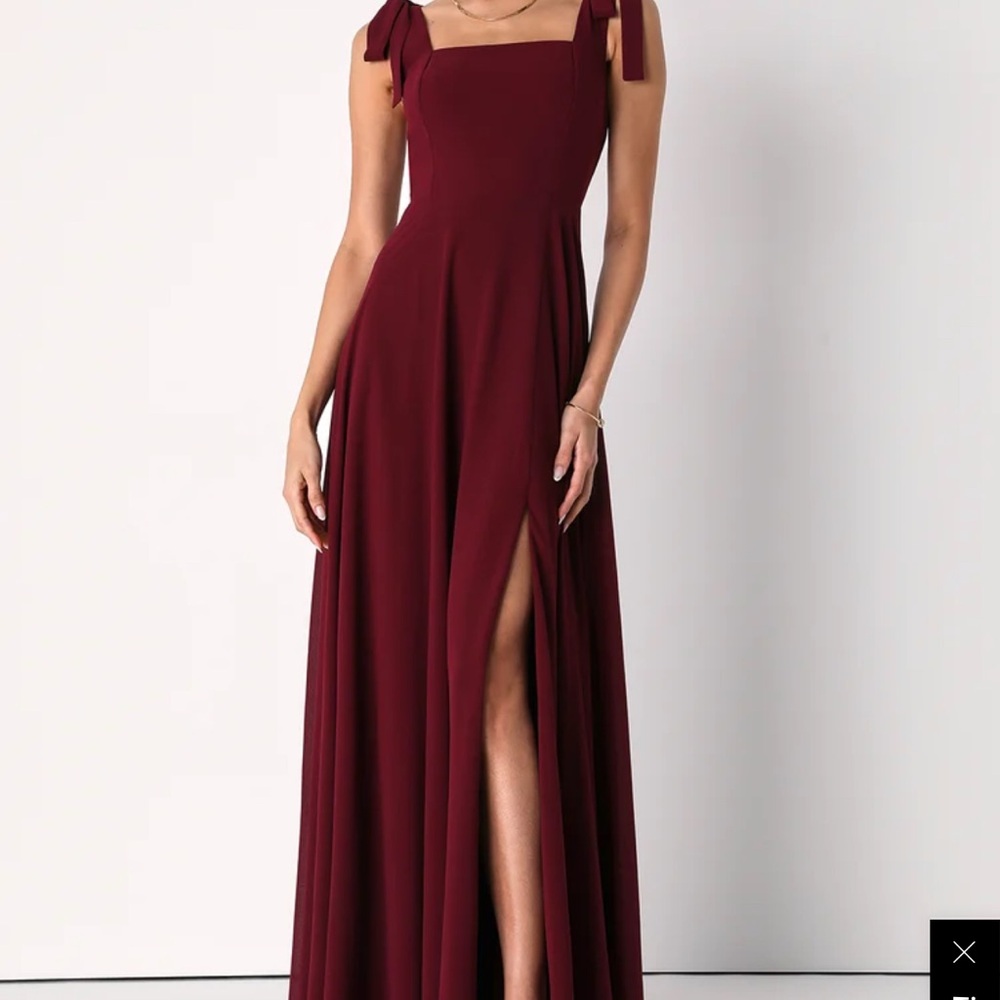 Love Me Forever Burgundy Tie-Strap Square Neck Maxi Dress